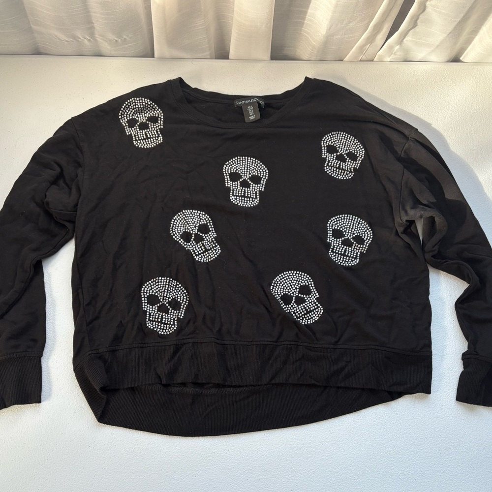 Cynthia Rowley Black Sweater‎ with Skull Embellishments